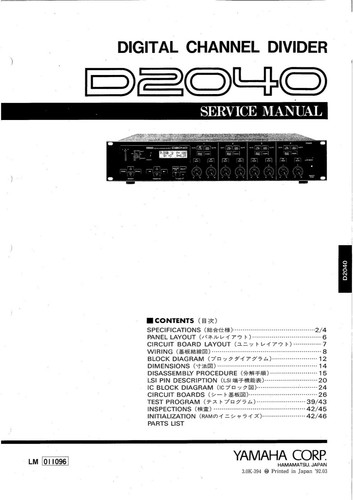 Manuale servizio per yamaha - di,